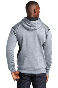 Sport-Tek Tech Fleece Colorblock Hooded Sweatshirt - Grey Heather/ Black Back