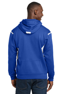 Sport-Tek Tech Fleece Colorblock Hooded Sweatshirt - True Royal/ White Back