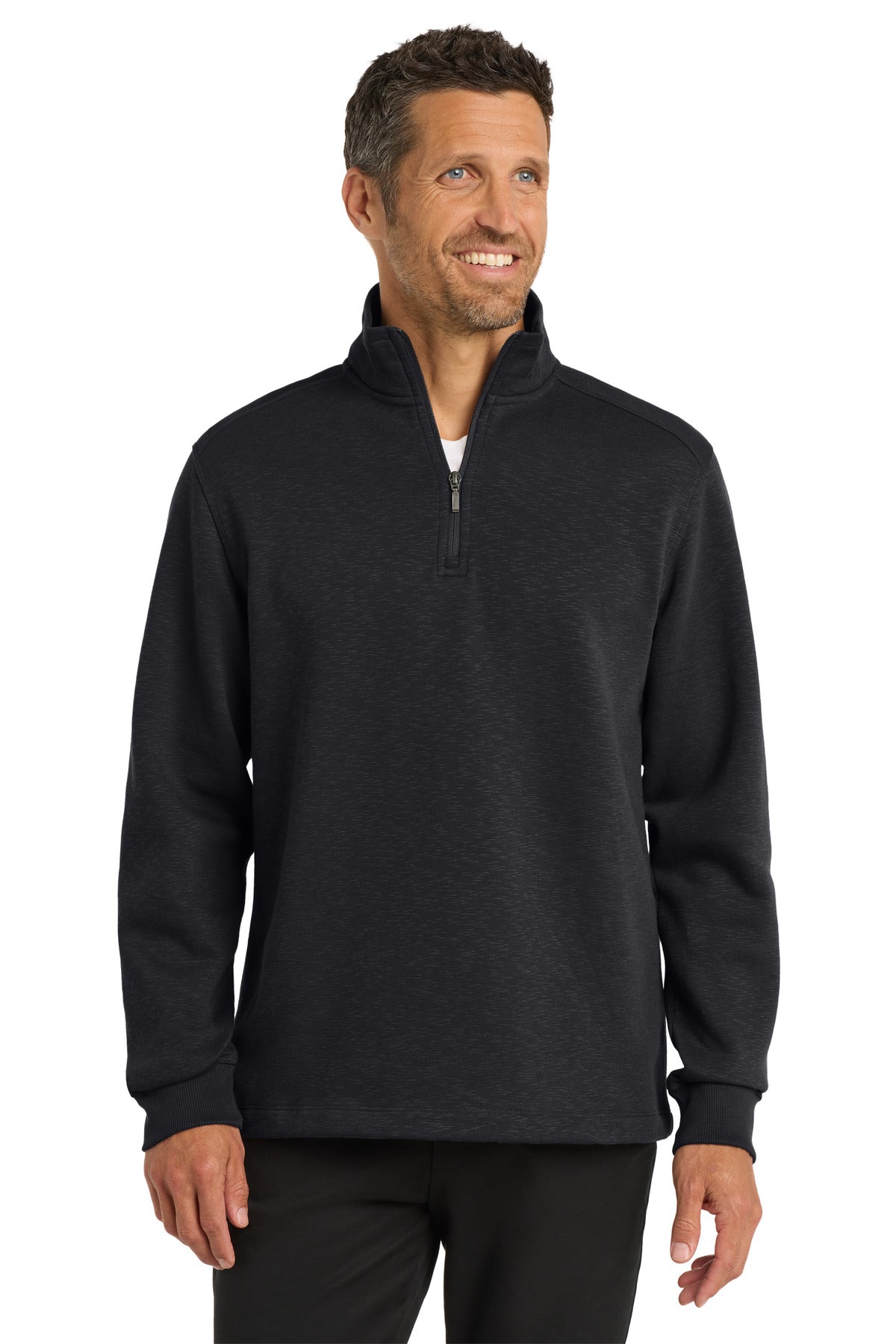 Port Authority Slub Fleece 1/4-Zip Pullover - Black