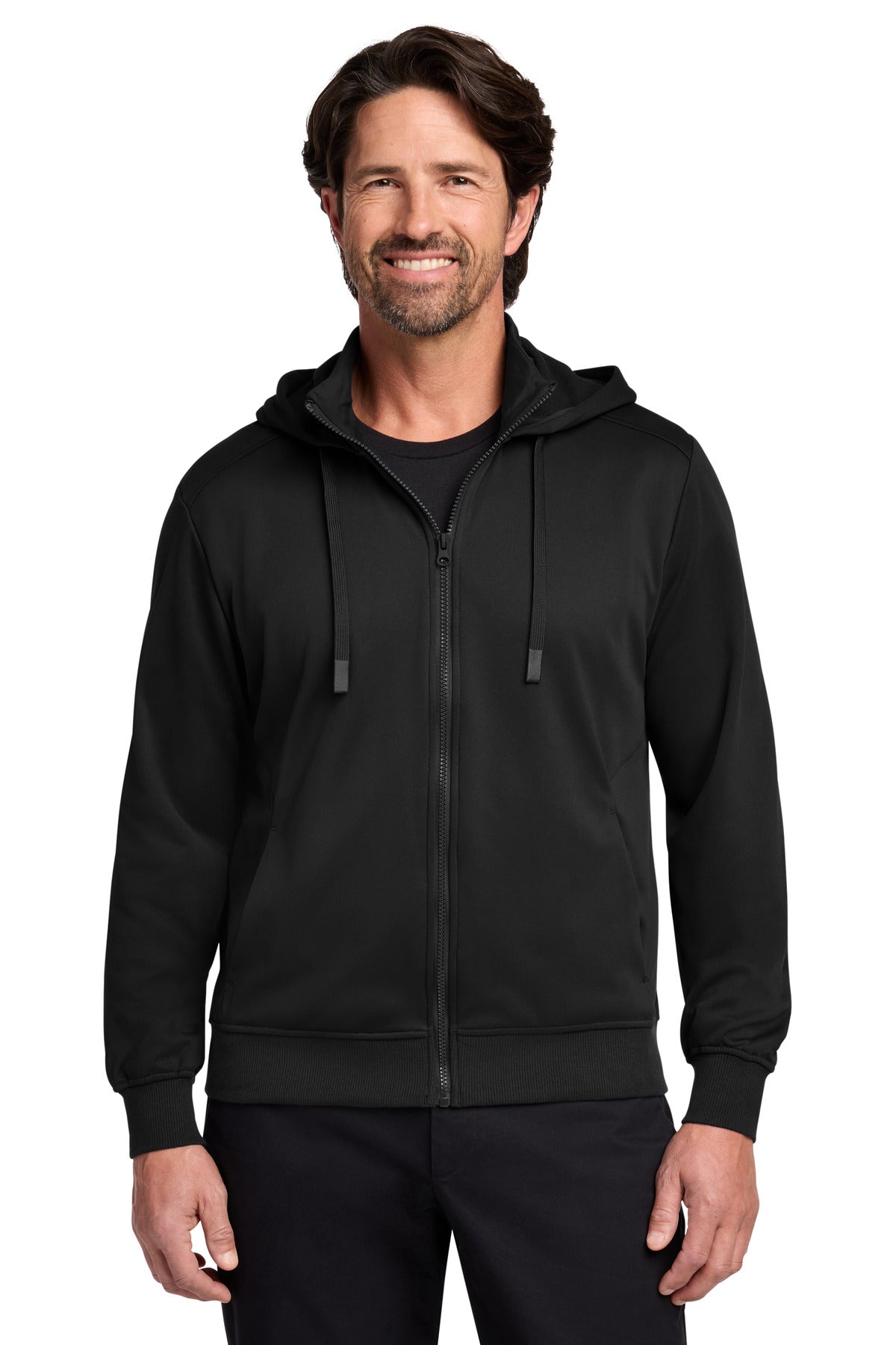 Port Authority Smooth Fleece Hooded Jacket F814 - Deep Black