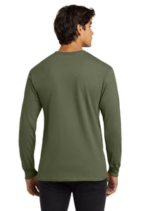 Gildan - Ultra Cotton 100% US Cotton Long Sleeve T-Shirt - Military Green Back