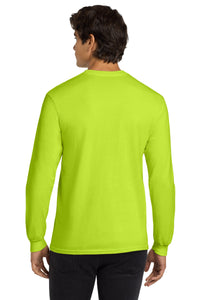 Gildan - Ultra Cotton 100% US Cotton Long Sleeve T-Shirt - Safety Green Back