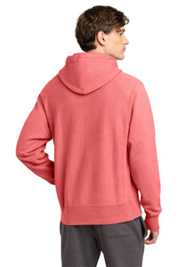Champion  Reverse Weave  Garment-Dyed Hooded Sweatshirt - Coral Craze Back