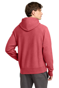 Champion  Reverse Weave  Garment-Dyed Hooded Sweatshirt - Crimson Back