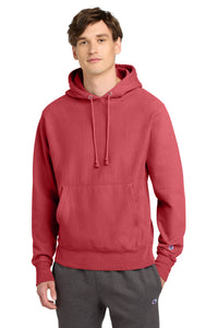 Champion  Reverse Weave  Garment-Dyed Hooded Sweatshirt - Crimson