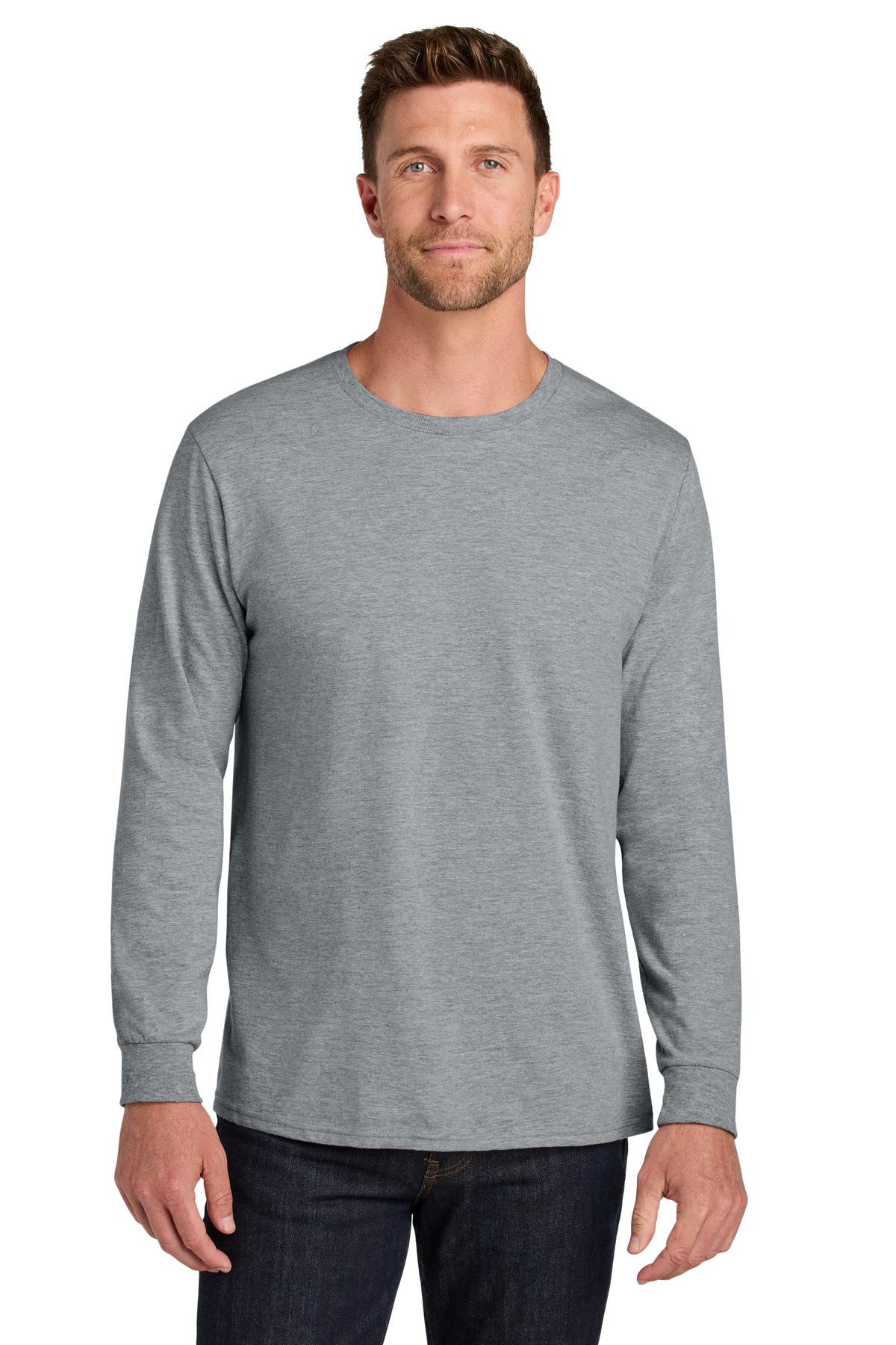 Jerzees Ultimate Unisex Ring Spun Long Sleeve T-Shirt IC46L - Athletic Heather