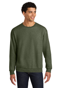 Jerzees Ultimate Unisex CVC Ring Spun Crewneck Sweatshirt IC48M - Military Green Heather