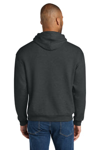 Jerzees Ultimate Unisex CVC Ring Spun Hooded Sweatshirt IC49M - Black Ink Heather Back