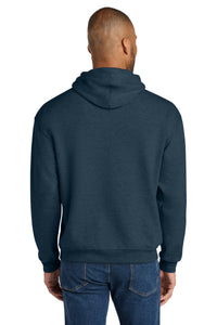 Jerzees Ultimate Unisex CVC Ring Spun Hooded Sweatshirt IC49M - Indigo Heather Back