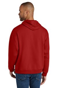 Jerzees Ultimate Unisex CVC Ring Spun Hooded Sweatshirt IC49M - True Red Back