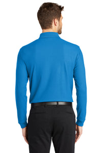 Port Authority Long Sleeve Core Classic Pique Polo - Coastal Blue Back