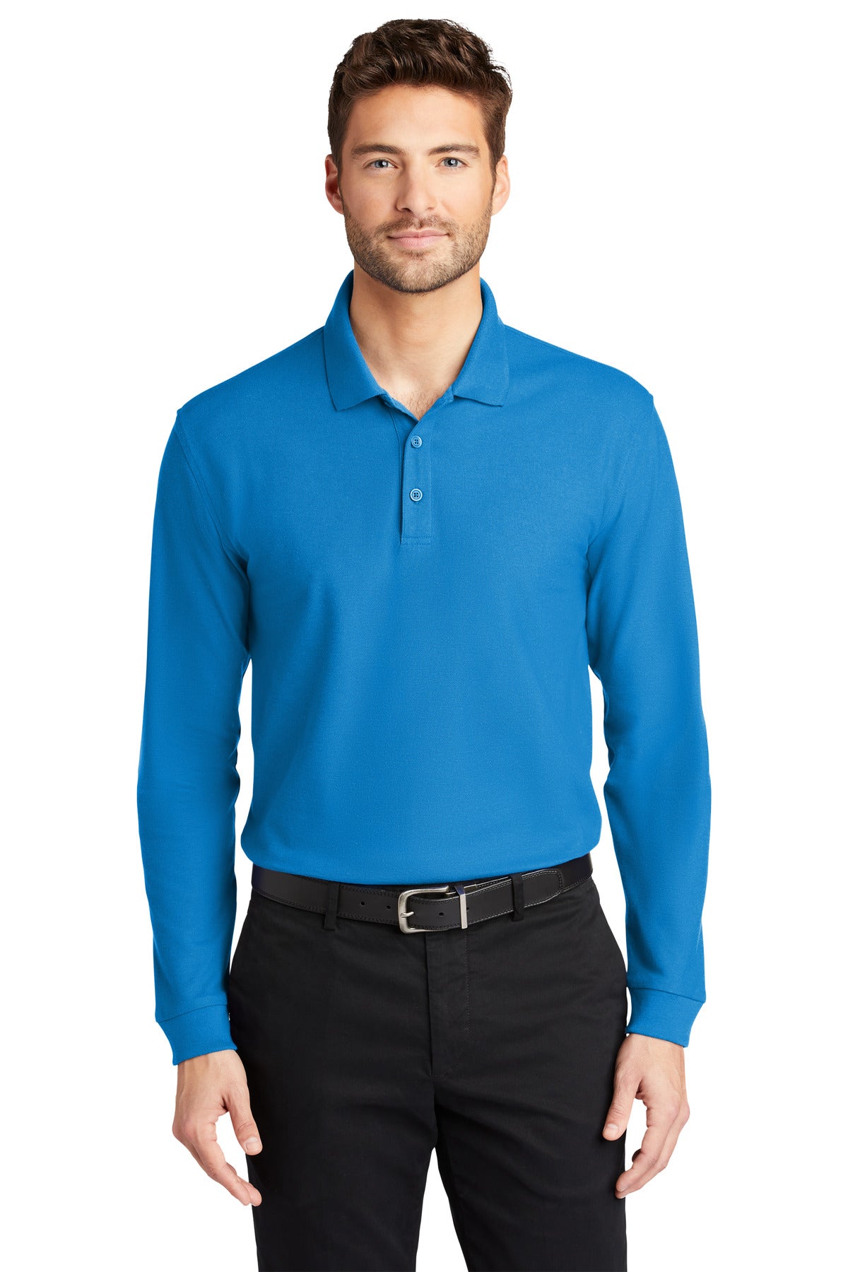 Port Authority Long Sleeve Core Classic Pique Polo - Coastal Blue