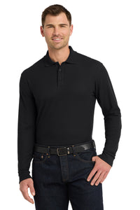 Port Authority Long Sleeve Core Classic Pique Polo - Deep Black