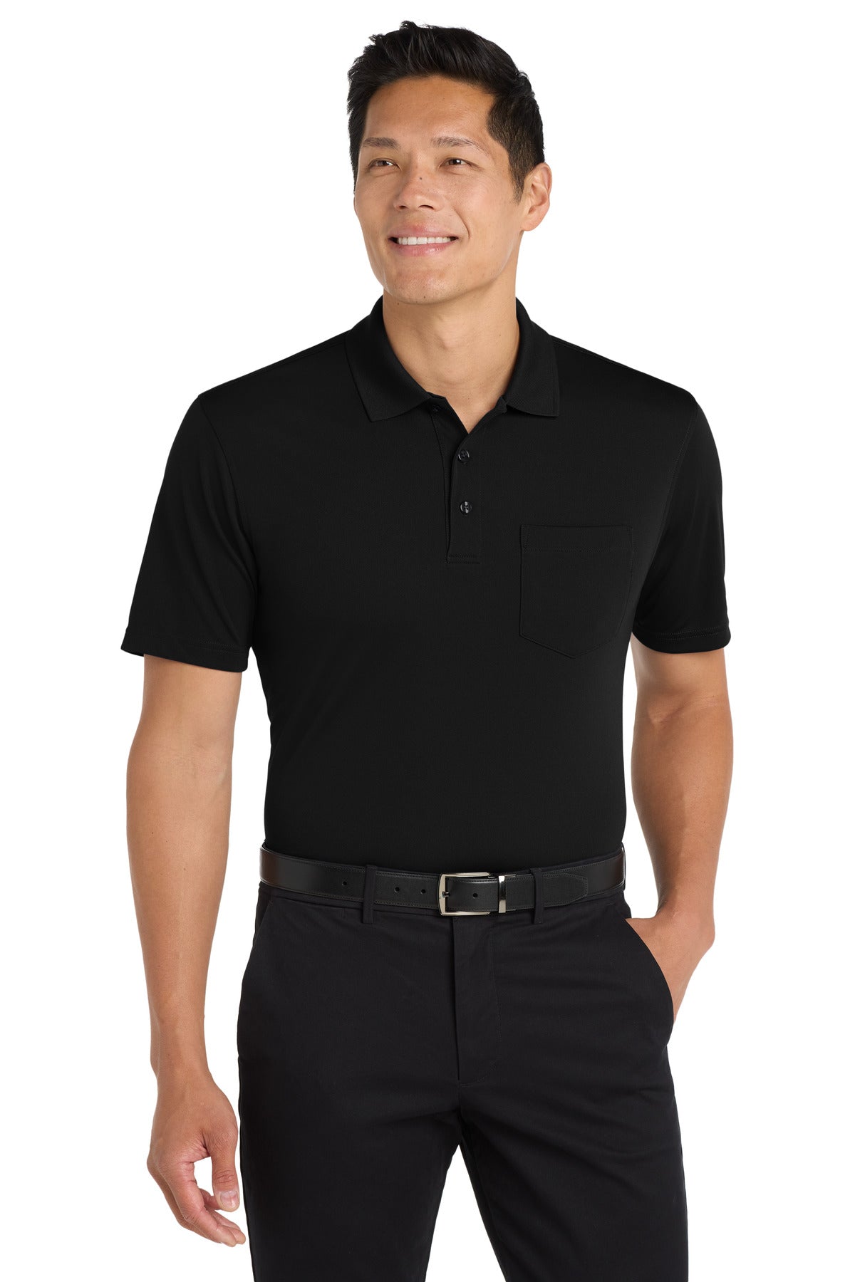Port Authority Dry Zone UV Micro-Mesh Pocket Polo - Deep Black