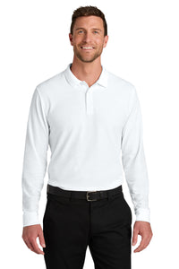 Port Authority Wearever Signature Pique Long Sleeve Polo K200LS - White