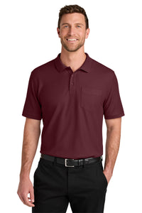 Port Authority Wearever Signature Pique Pocket Polo K200P - Burgundy