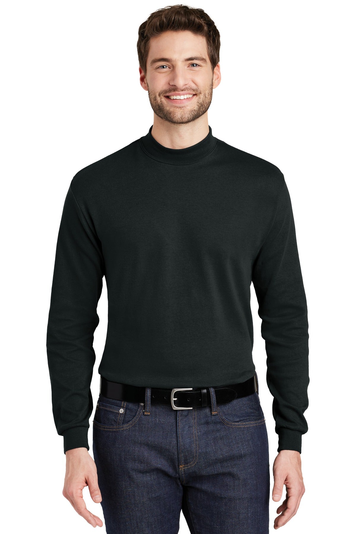 Port Authority Interlock Knit Mock Turtleneck - Black