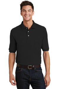 Port Authority Heavyweight Cotton Pique Polo with Pocket - Black