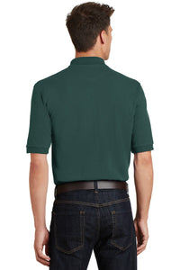 Port Authority Heavyweight Cotton Pique Polo with Pocket - Dark Green Back