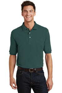 Port Authority Heavyweight Cotton Pique Polo with Pocket - Dark Green