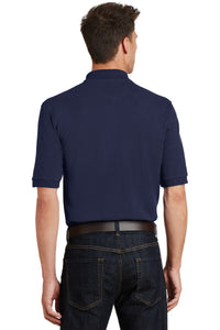 Port Authority Heavyweight Cotton Pique Polo with Pocket - Navy Back