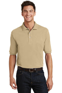 Port Authority Heavyweight Cotton Pique Polo with Pocket - Stone