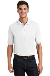 Port Authority Heavyweight Cotton Pique Polo with Pocket - White