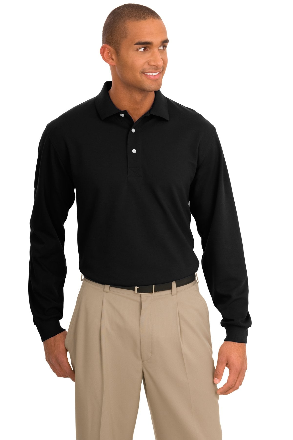 Port Authority Rapid Dry Long Sleeve Polo - Jet Black