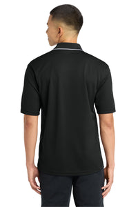 Sport-Tek Dri-Mesh Polo with Tipped Collar and Piping - Black/ White Back