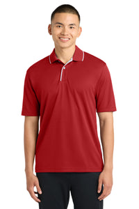 Sport-Tek Dri-Mesh Polo with Tipped Collar and Piping - Red/ White
