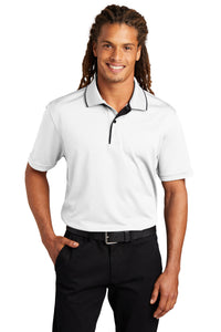 Sport-Tek Dri-Mesh Polo with Tipped Collar and Piping - White/ Black