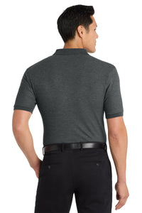 Port Authority Extended Size Silk Touch Polo K500ES - Charcoal Heather Grey Back