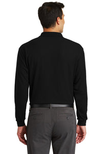 Port Authority Long Sleeve Silk Touch Polo with Pocket - Black Back