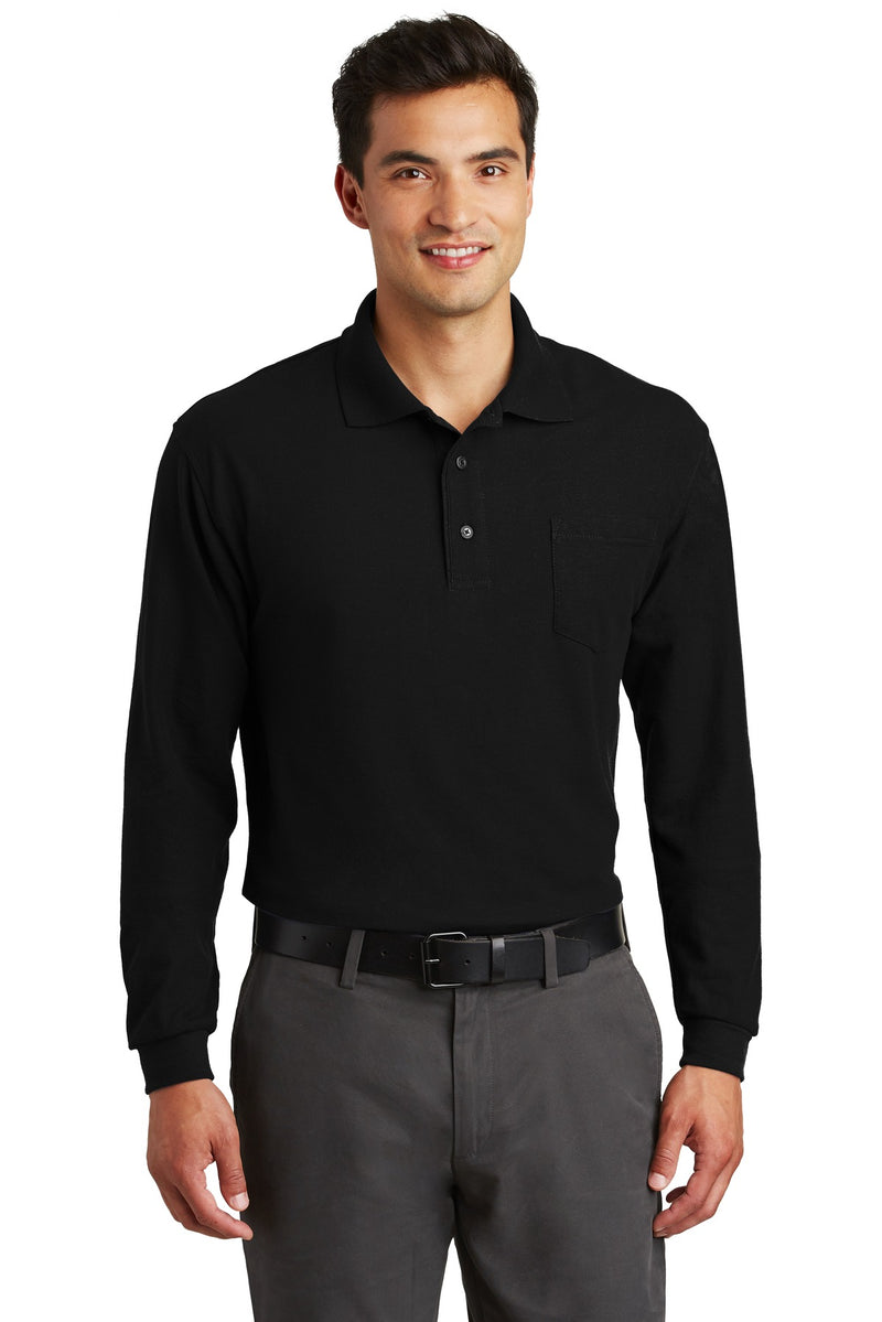 Port Authority Long Sleeve Silk Touch Polo with Pocket