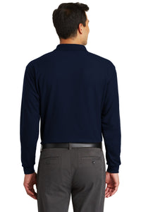 Port Authority Long Sleeve Silk Touch Polo with Pocket - Navy Back