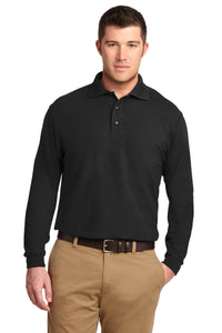 Port Authority Silk Touch Long Sleeve Polo - Black