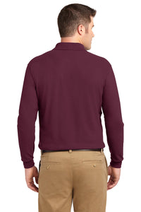 Port Authority Silk Touch Long Sleeve Polo - Burgundy Back