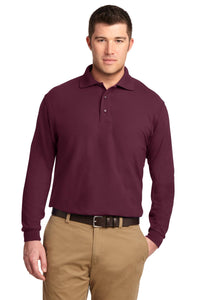 Port Authority Silk Touch Long Sleeve Polo - Burgundy