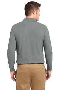 Port Authority Silk Touch Long Sleeve Polo - Cool Grey Back