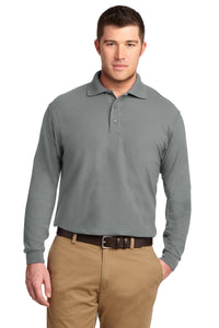 Port Authority Silk Touch Long Sleeve Polo - Cool Grey