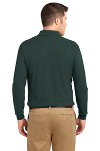 Port Authority Silk Touch Long Sleeve Polo - Dark Green Back