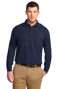 Port Authority Silk Touch Long Sleeve Polo - Navy