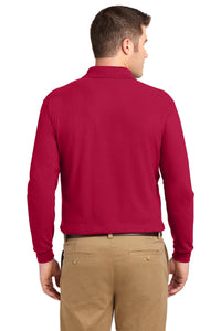 Port Authority Silk Touch Long Sleeve Polo - Red Back