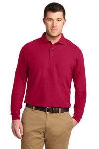 Port Authority Silk Touch Long Sleeve Polo - Red