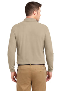 Port Authority Silk Touch Long Sleeve Polo - Stone Back