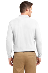 Port Authority Silk Touch Long Sleeve Polo - White Back