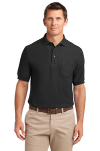 Port Authority Silk Touch Polo with Pocket - Black