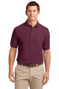 Port Authority Silk Touch Polo with Pocket - Burgundy