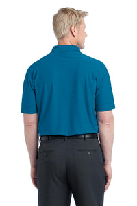 DISCONTINUED Port Authority Horizontal Texture Polo - Peacock Blue Back