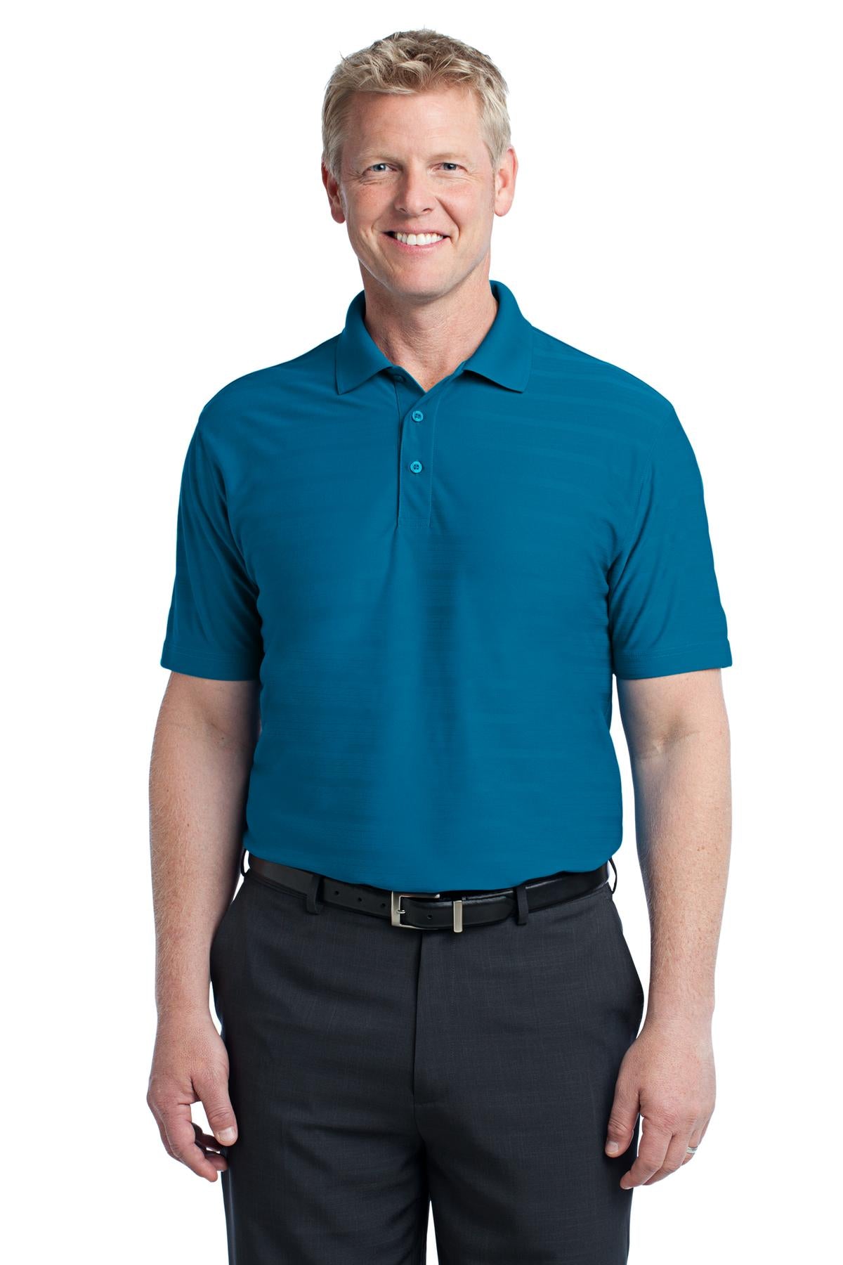 DISCONTINUED Port Authority Horizontal Texture Polo - Peacock Blue
